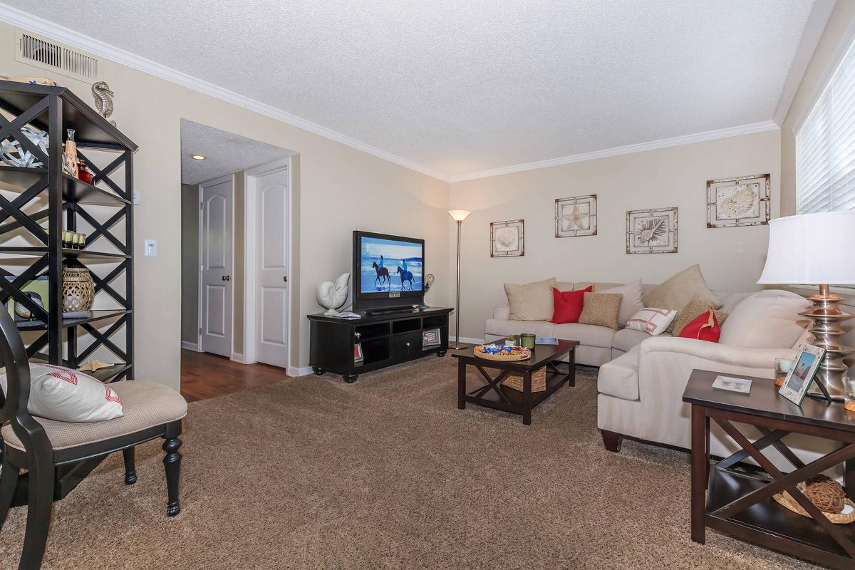 a living room filled with furniture and a tv