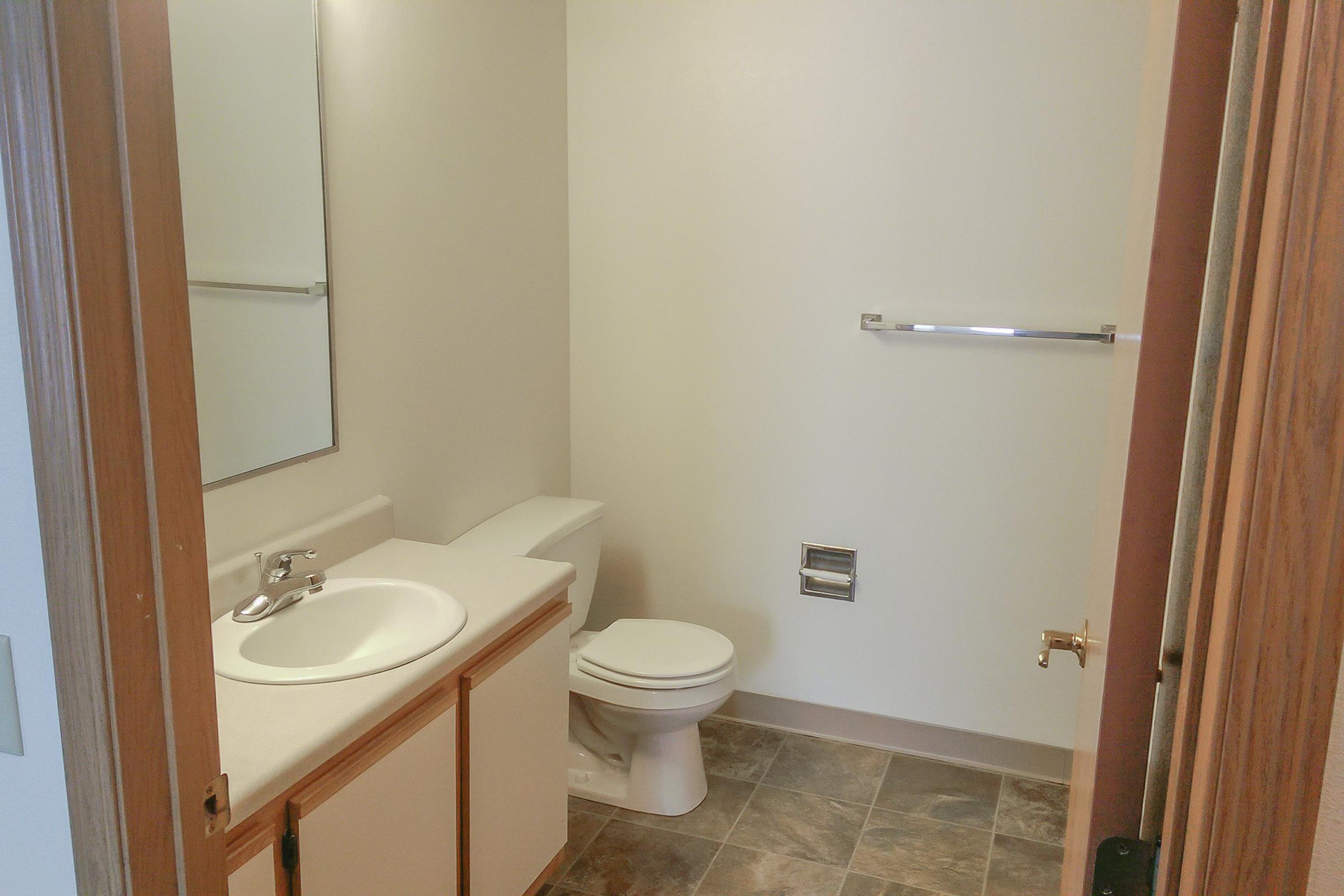 a white sink sitting under a mirror