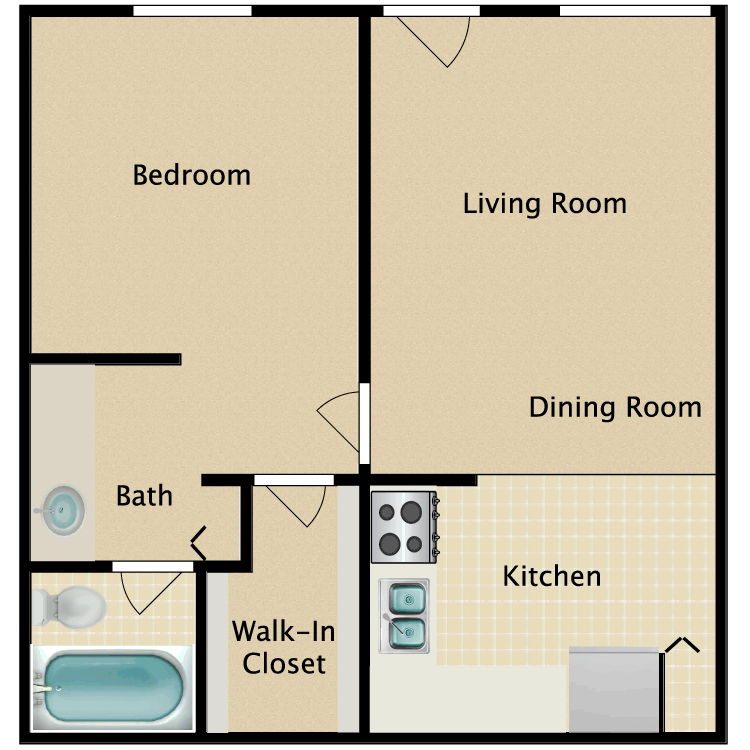 Floor plan image of One Bedroom