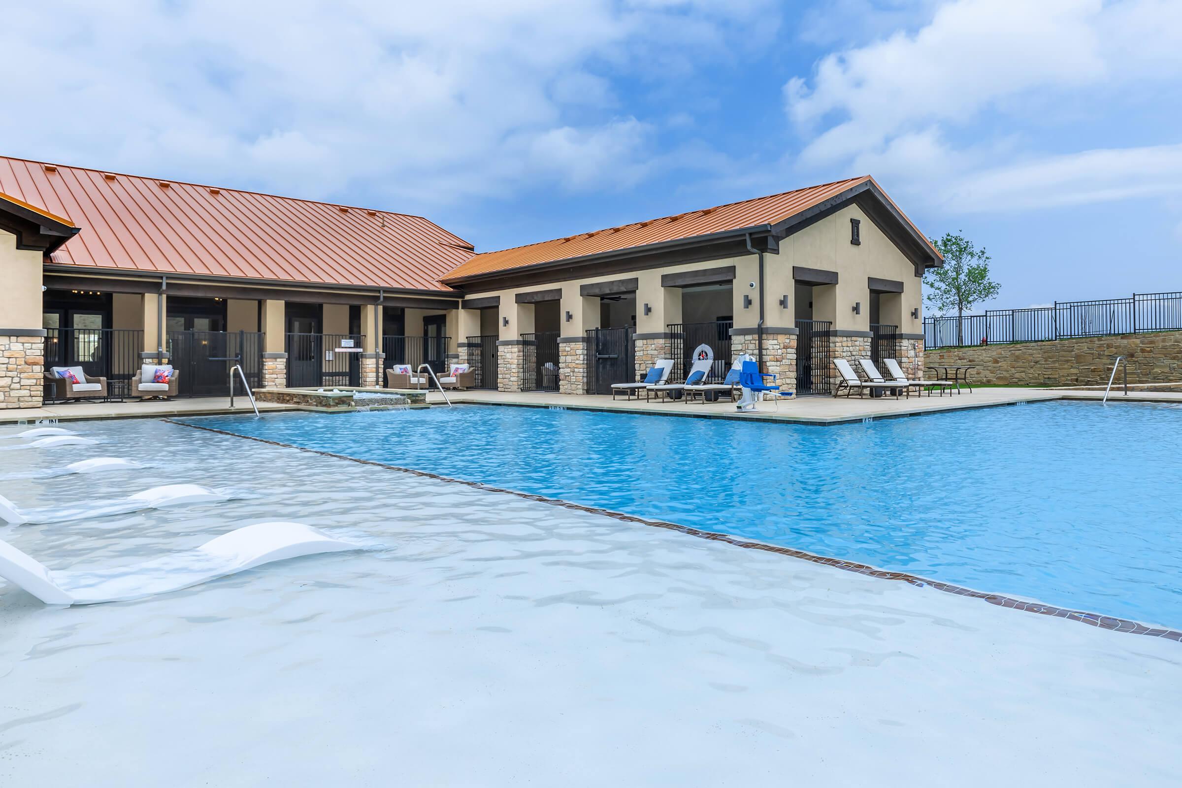 a small house in a pool of water