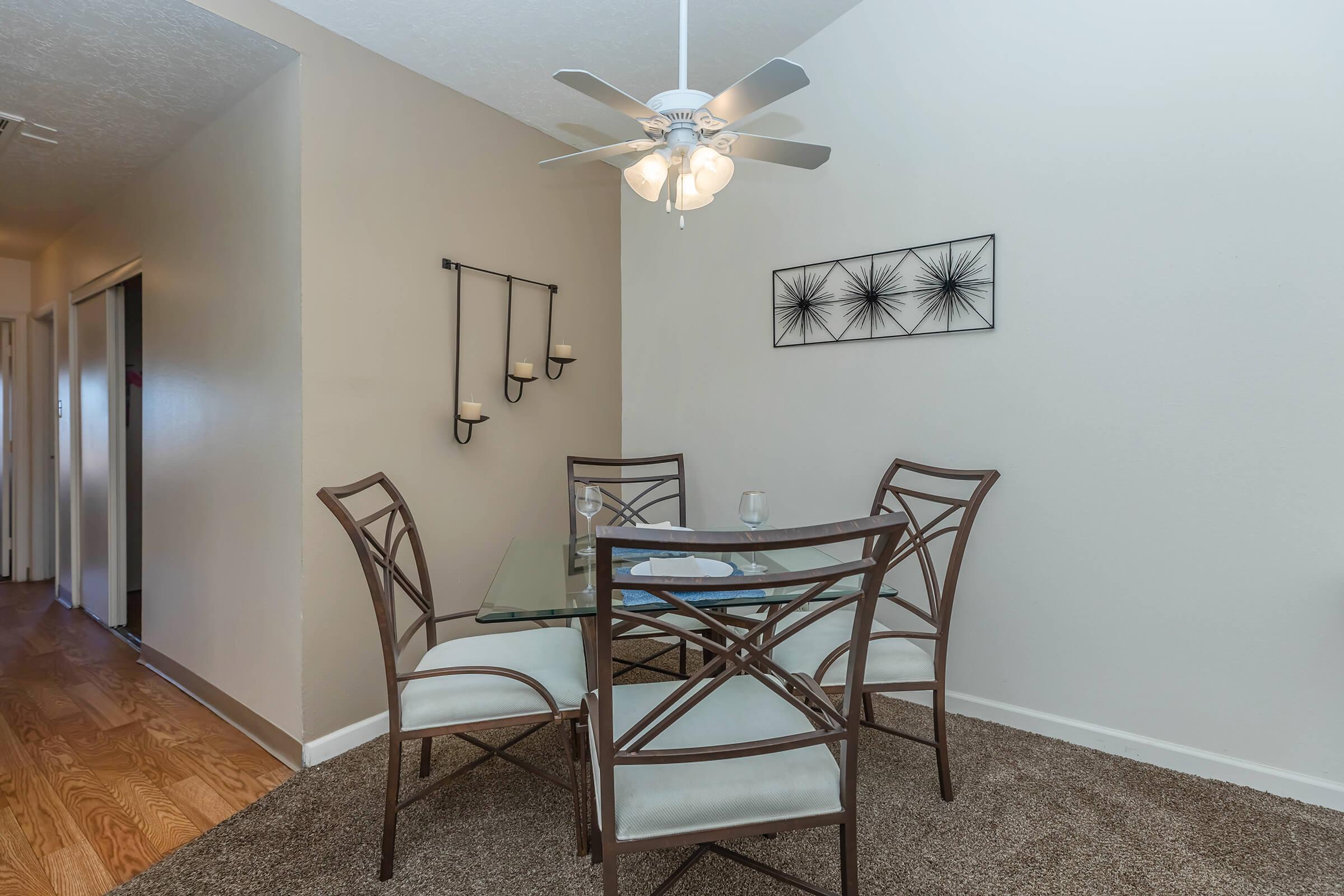 carpeted dining room