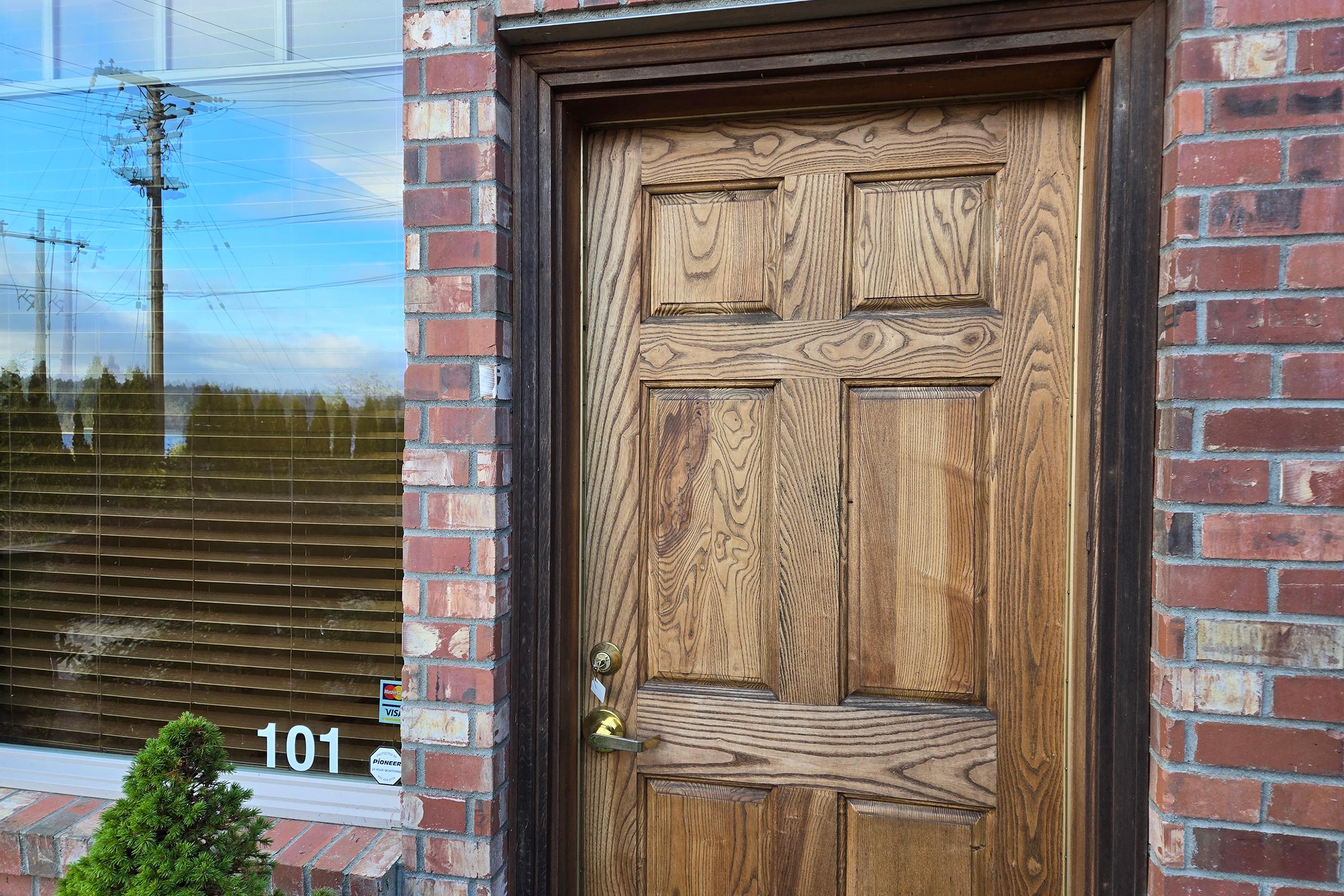 a sign above a door