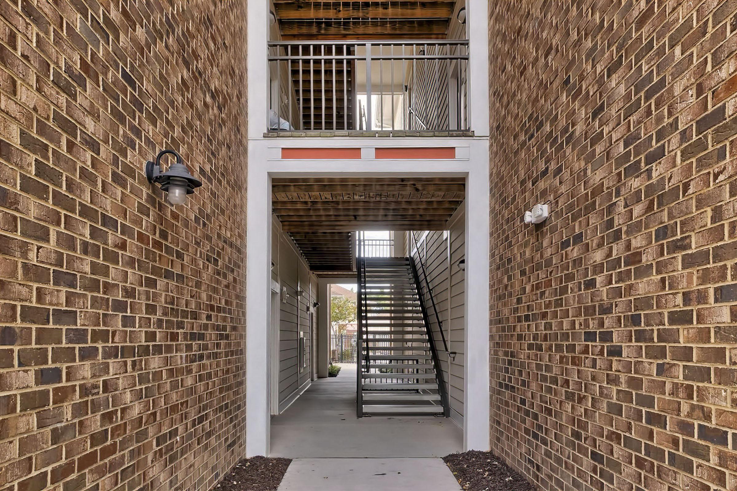 a close up of a brick building