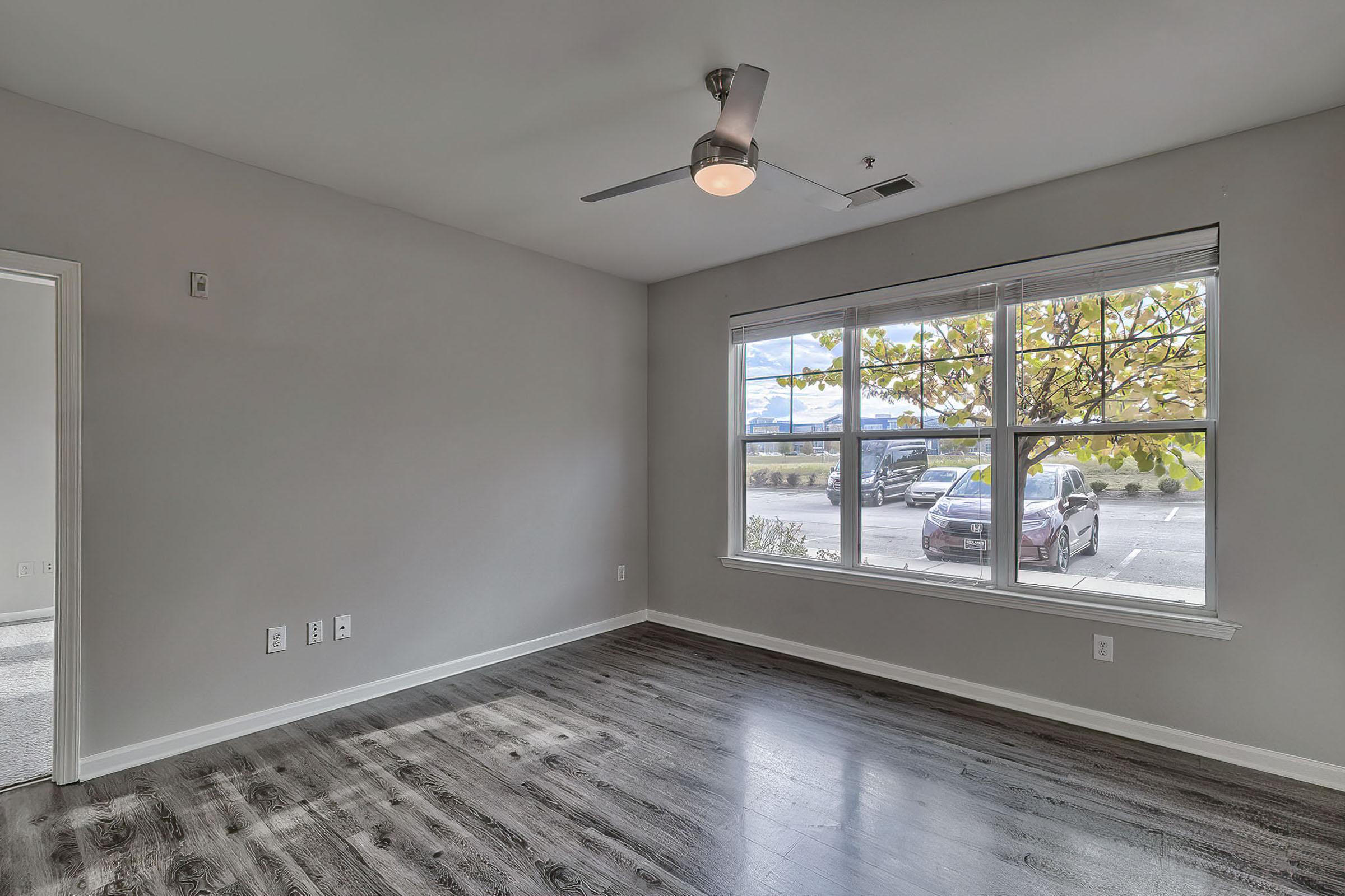 a room with a large window