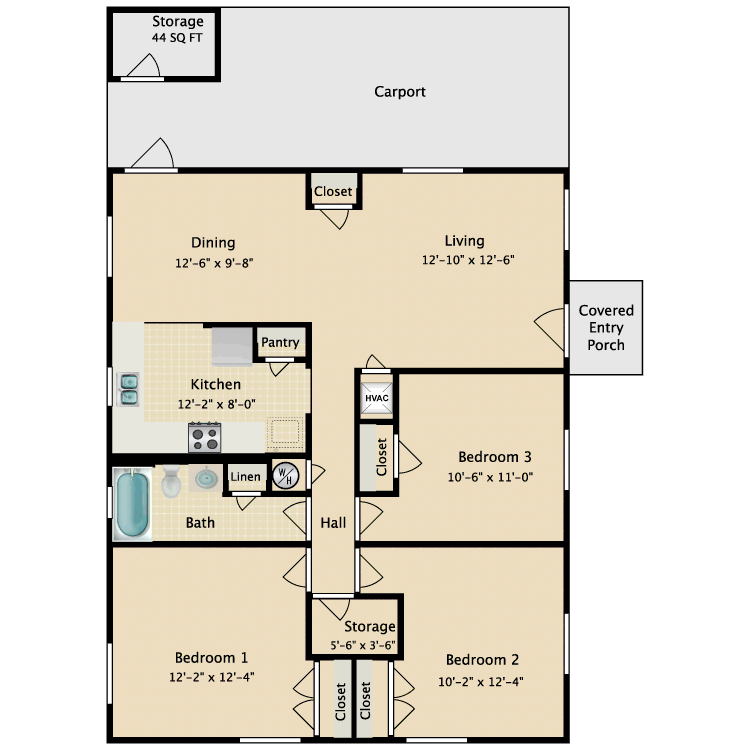 Floor plan image of 3 Bed 1 Bath