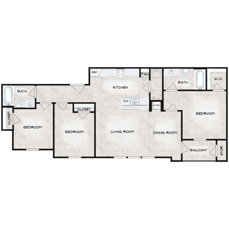 3B2B floor plan image