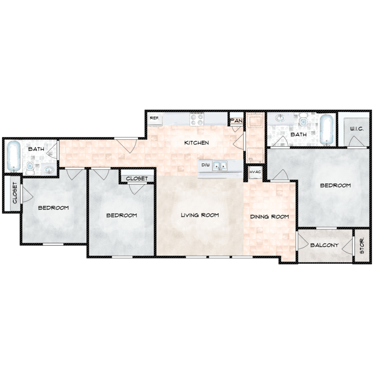 3B2B floor plan image