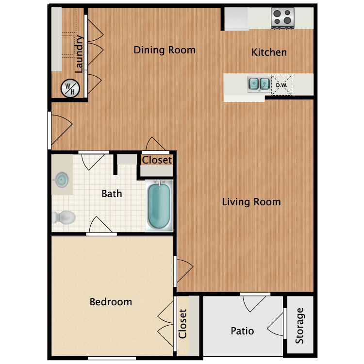 Floor plan image of 1 Bed 1 Bath