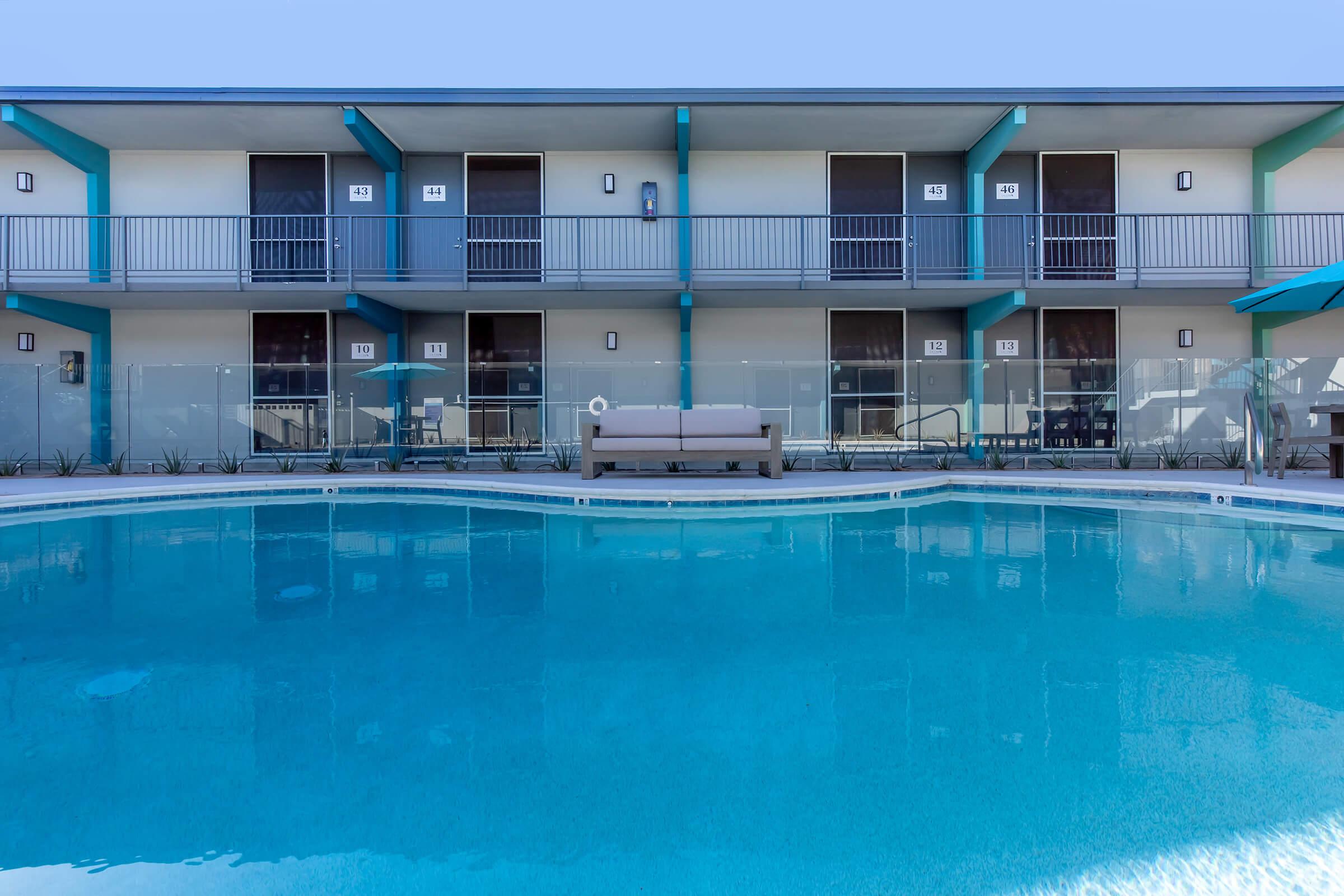 a blue pool of water