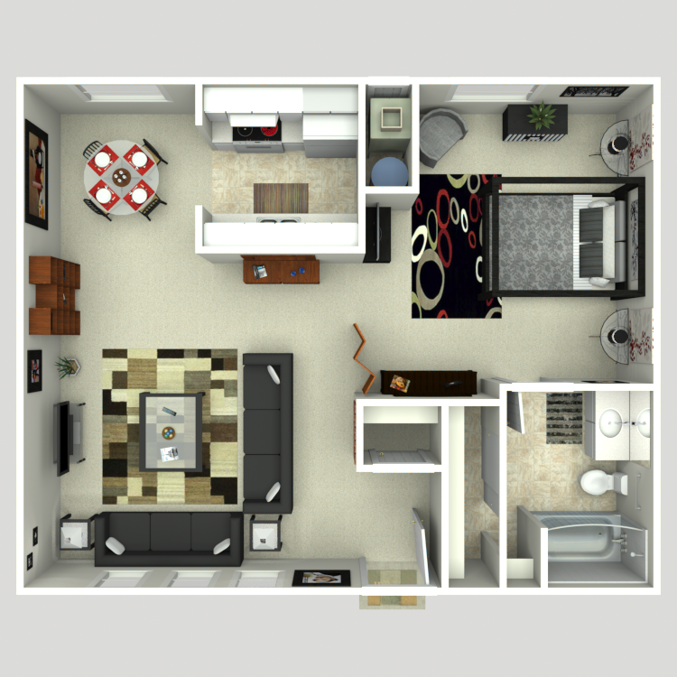 Floor plan image of 1 Bed 1 Bath A1