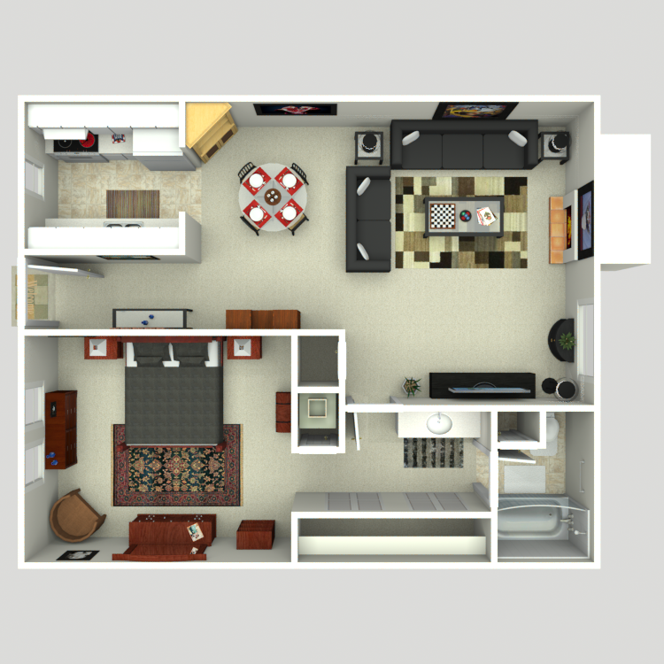 Floor plan image of 1 Bed 1 Bath A2