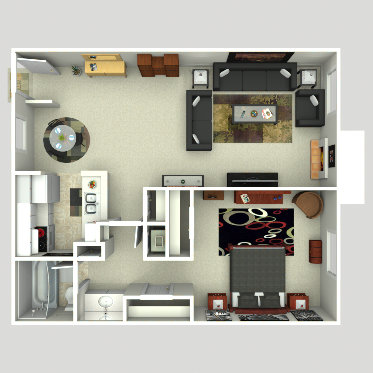 Floor plan image of 1 Bed 1 Bath A3