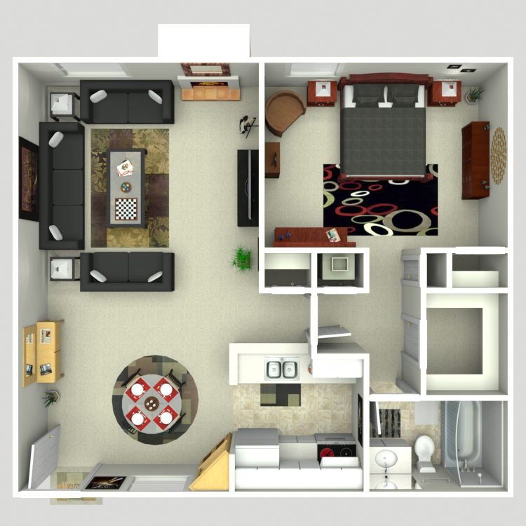 Floor plan image of 1 Bed 1 Bath A4