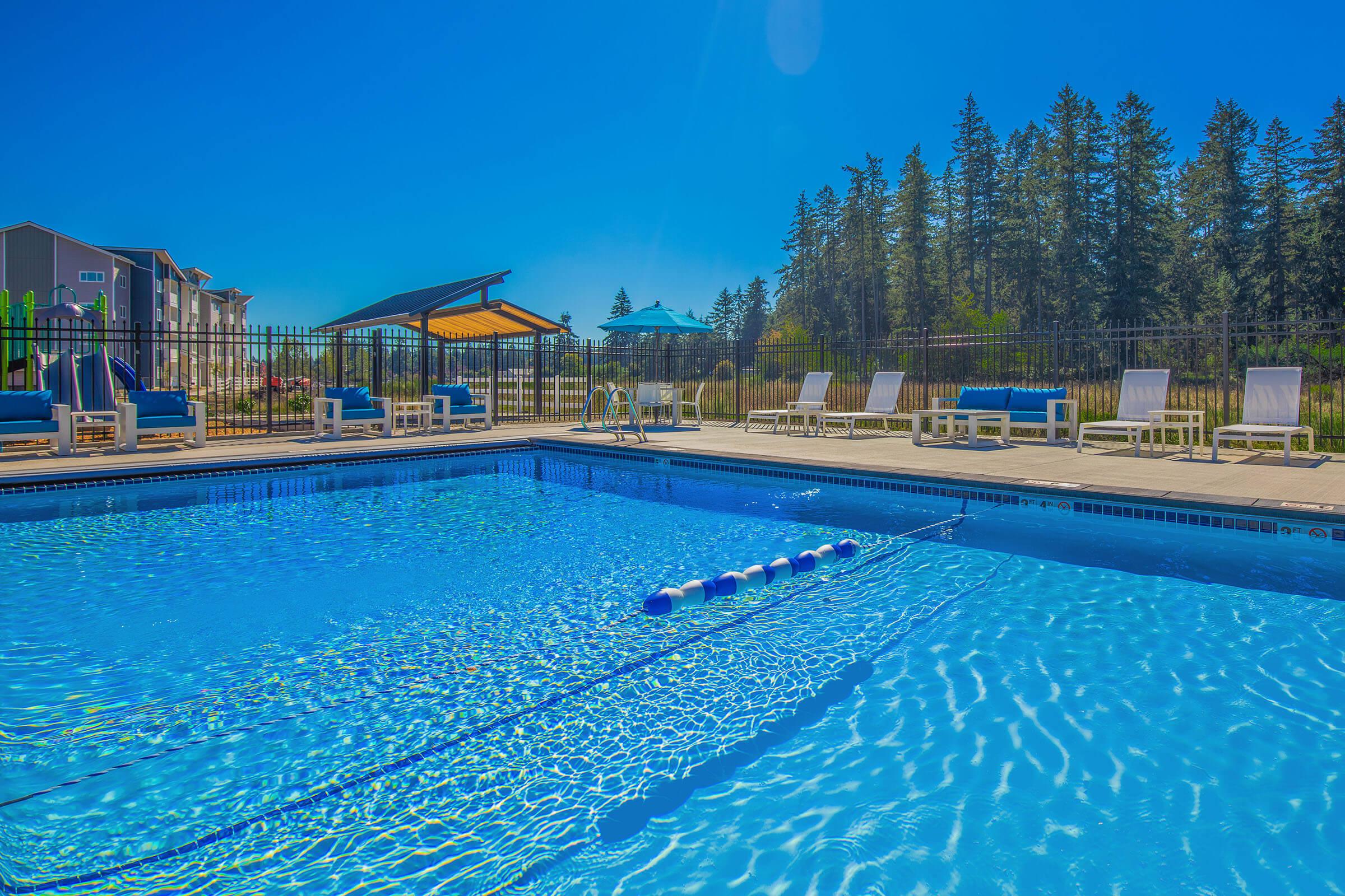 a blue pool of water