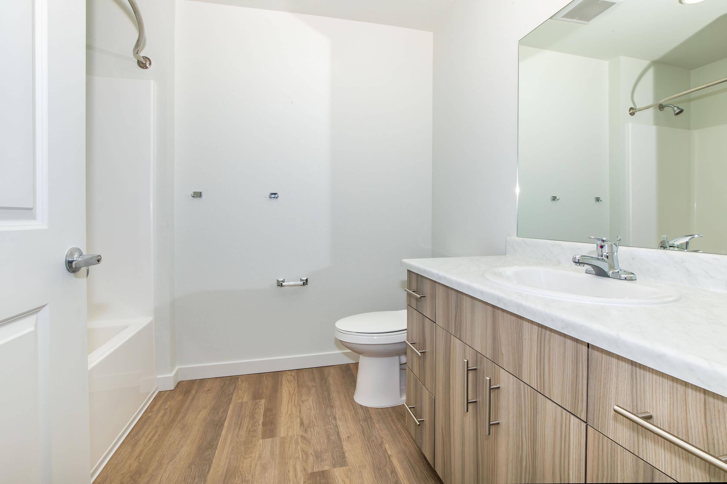 a room with a sink and a shower