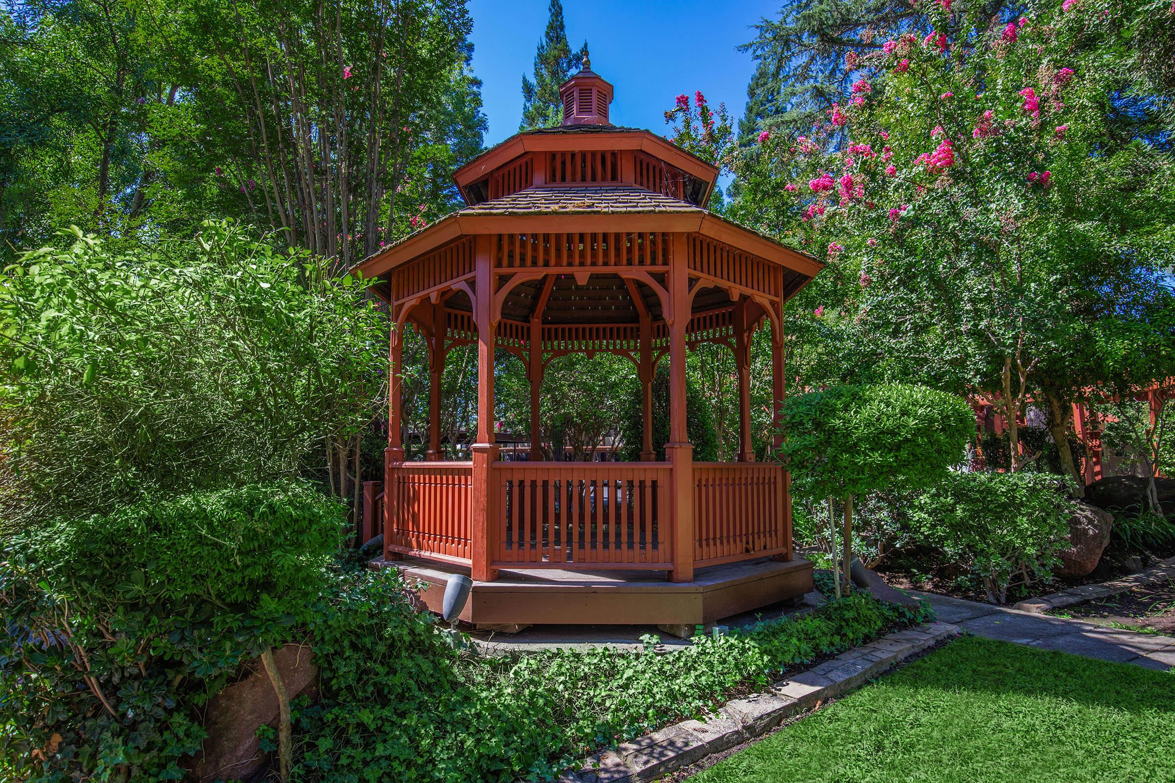 a small house in a garden