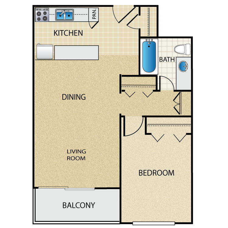 Floor plan image of 1 Bed 1 Bath