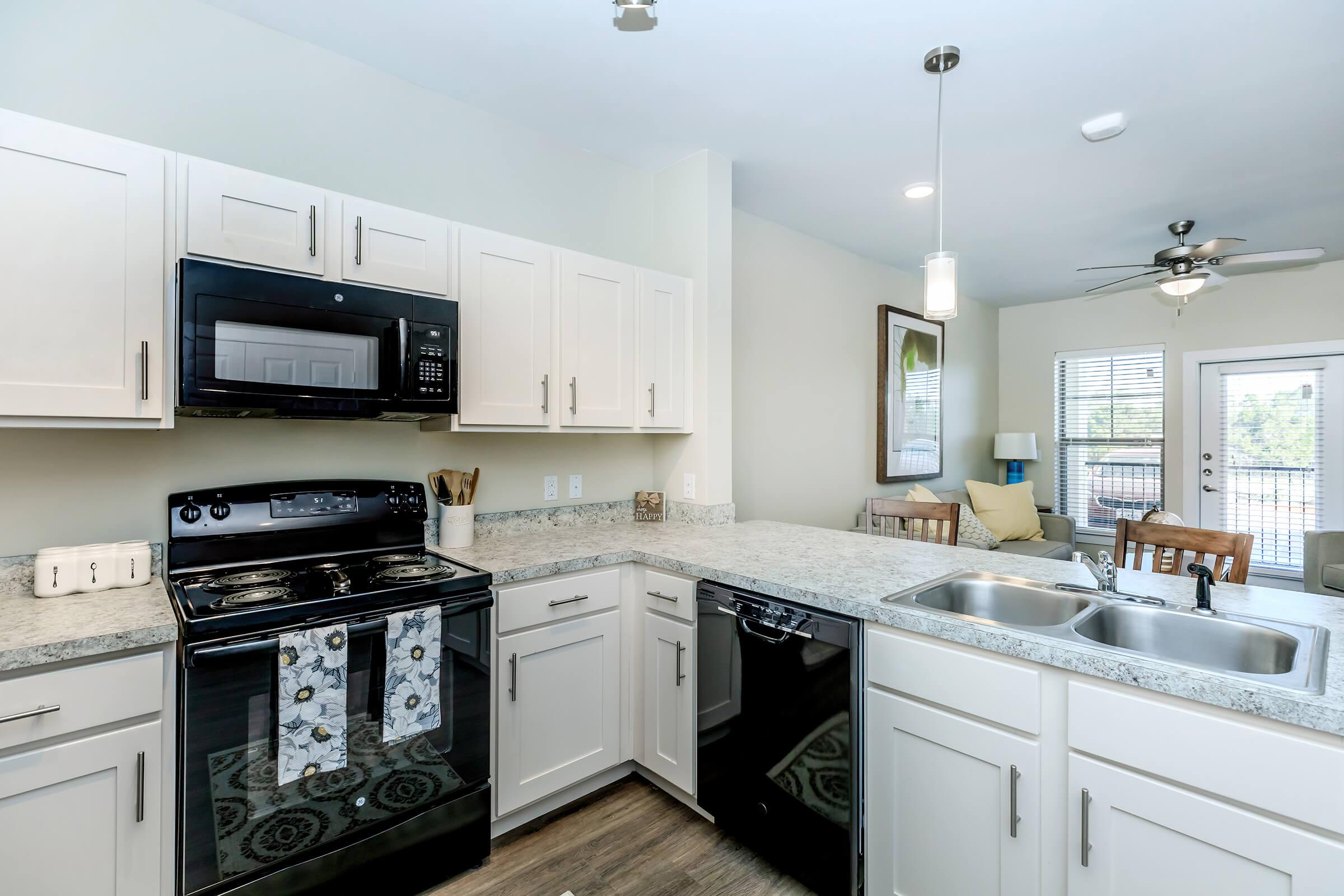 a kitchen with a stove and a sink