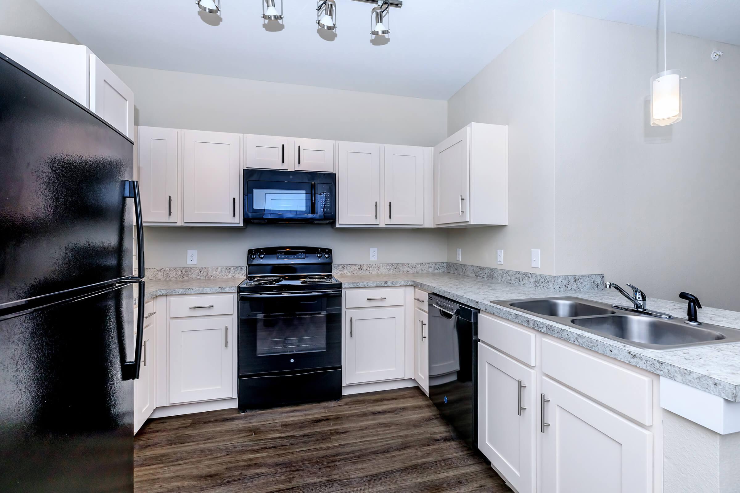Apartments for Rent in Leander TX - Hills at Leander Spacious Kitchen with Plenty of Counterspace, Fully Equipped with Black Appliances, and Much More