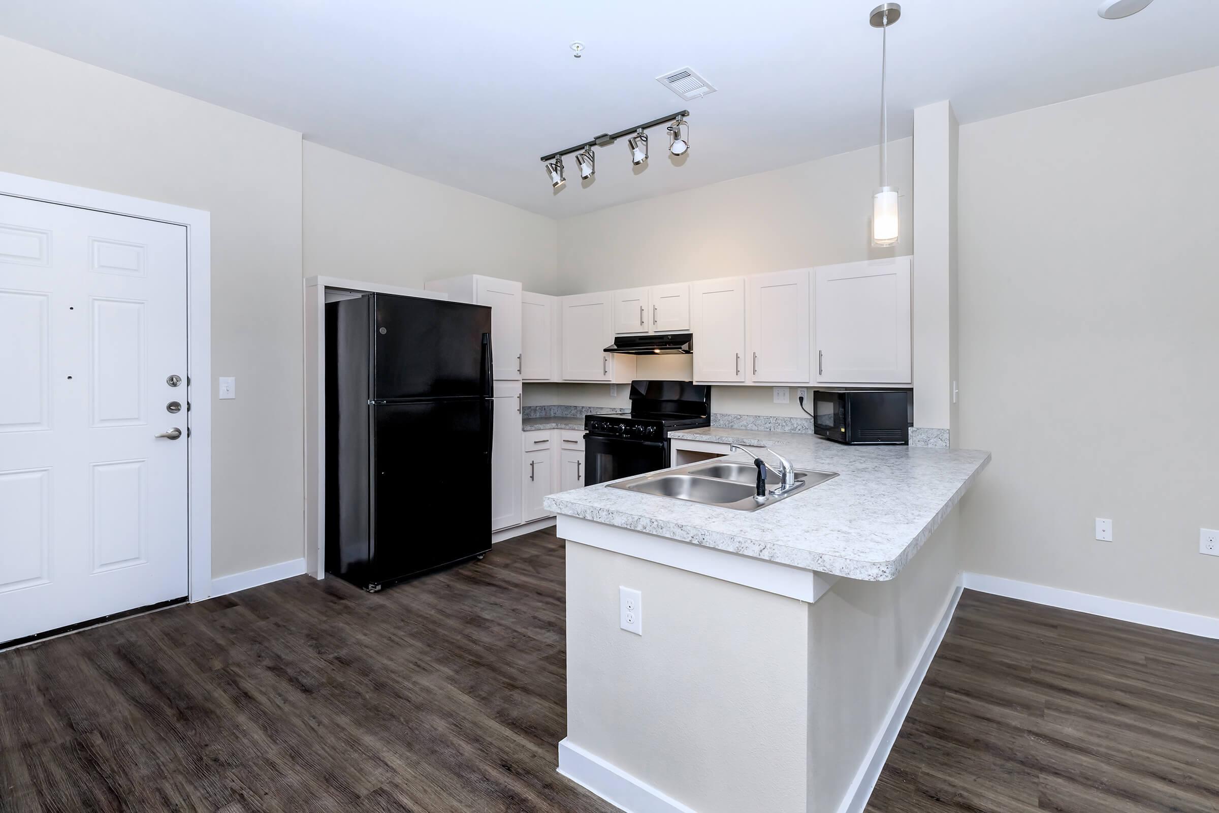 Apartments for Rent in Leander TX - Hills at Leander Spacious Kitchen with Plenty of Counterspace, Fully Equipped with Black Appliances, and Much More