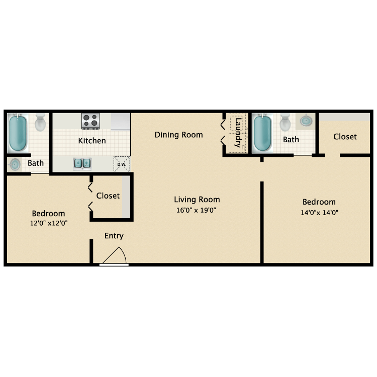 Floor plan image of 2 Bed 2 Bath C