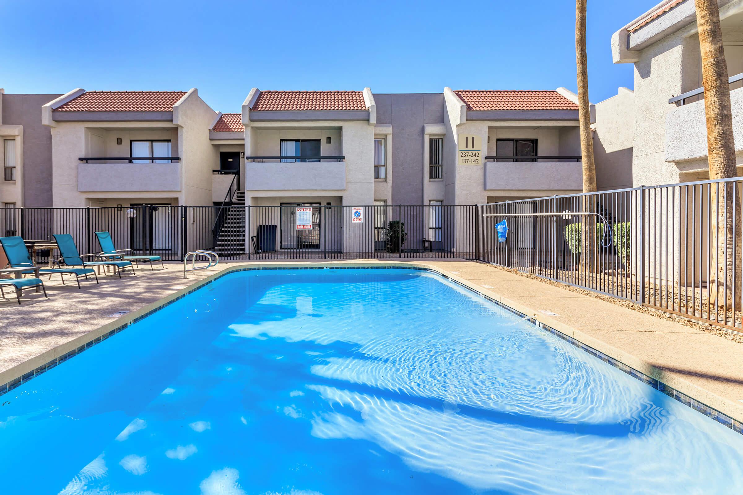 a house with a pool of water