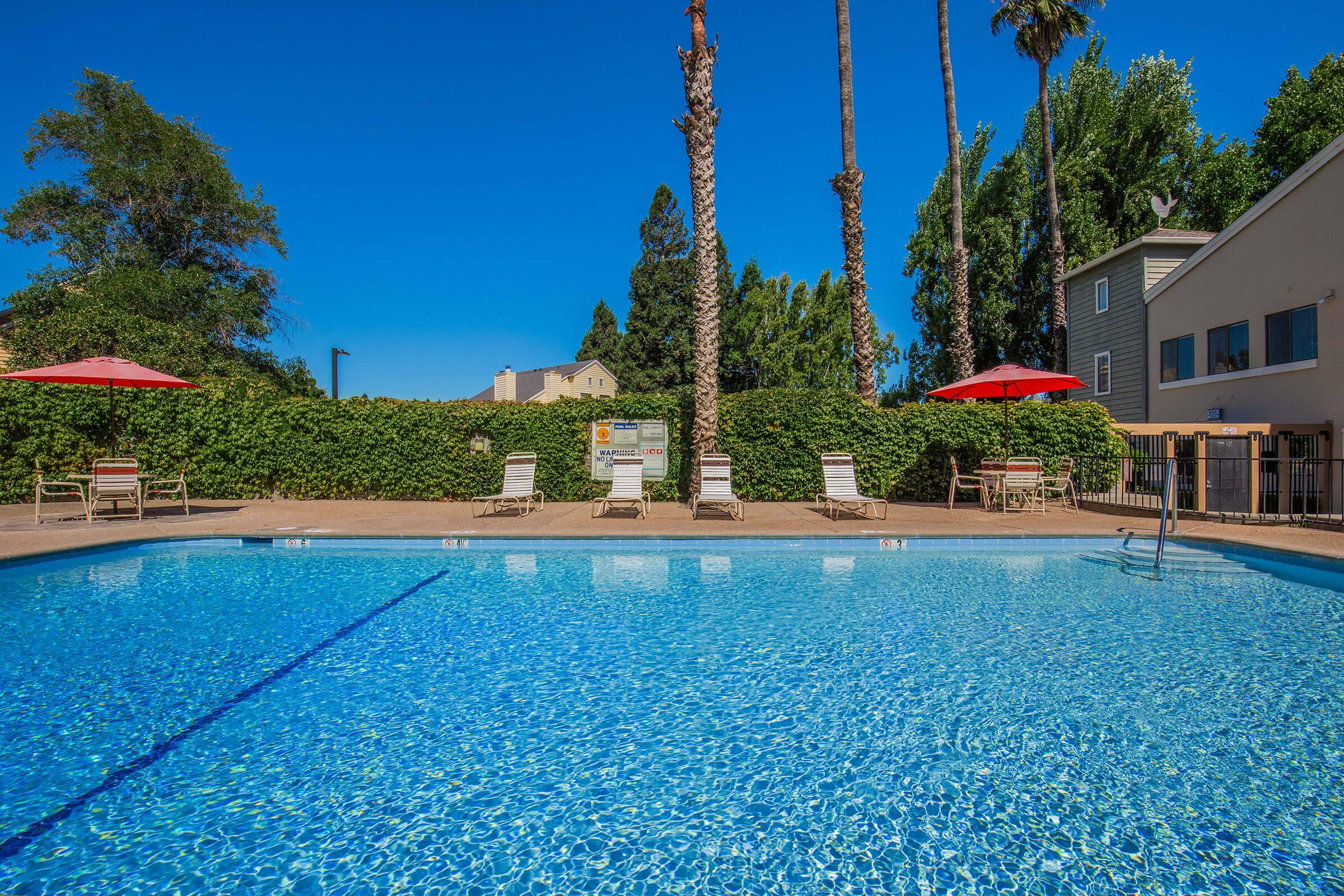 a pool next to a body of water