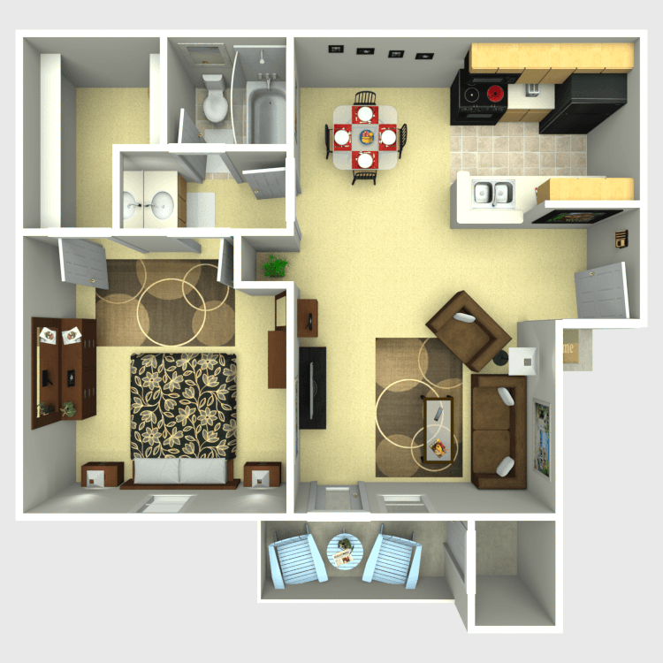Floor plan image of 1 Bed 1 Bath A