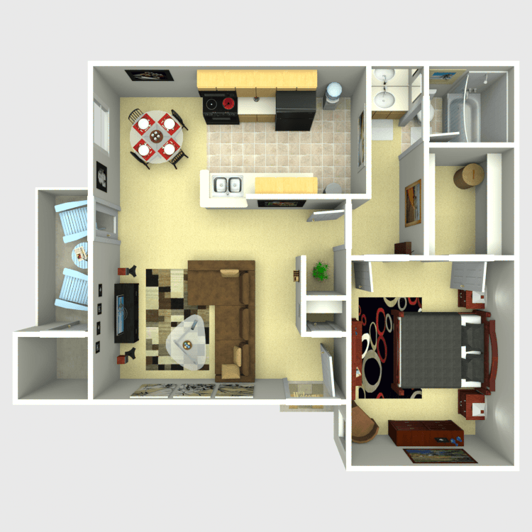 Floor plan image of 1 Bed 1 Bath B