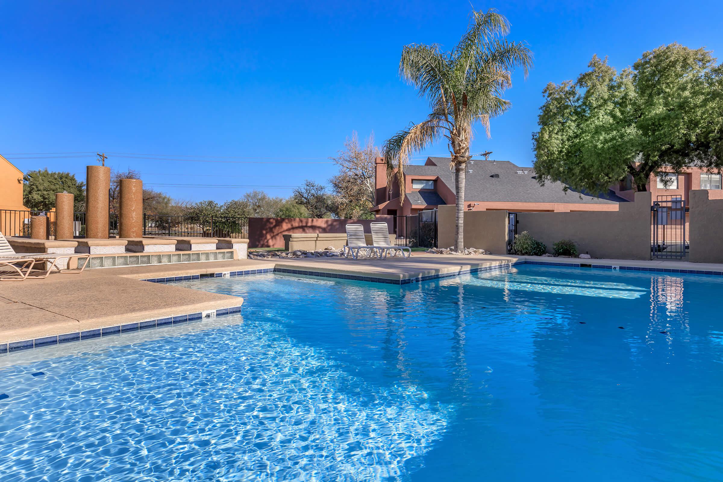 a pool next to a body of water