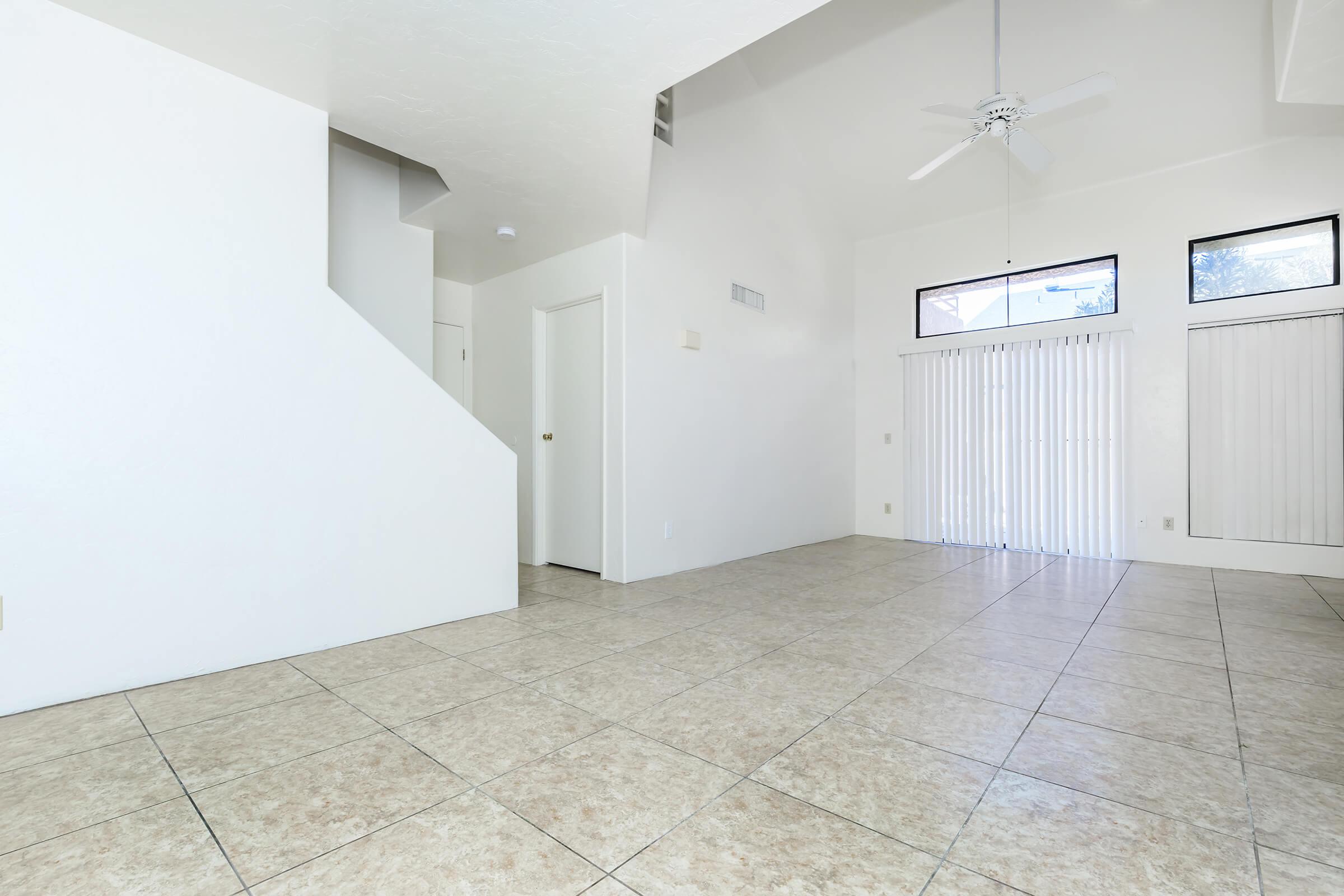 a room with a tile floor