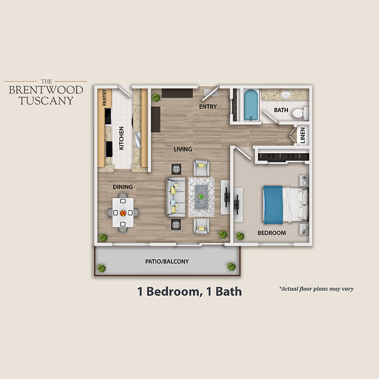 Floor plan image of 1 Bedroom 1 Bath