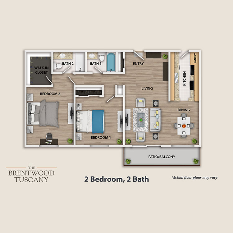 Floor plan image of 2 Bedroom 2 Bath