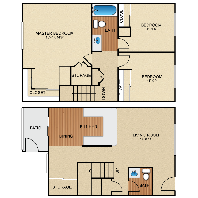 Floor plan image of 3 Bed 1.5 Bath