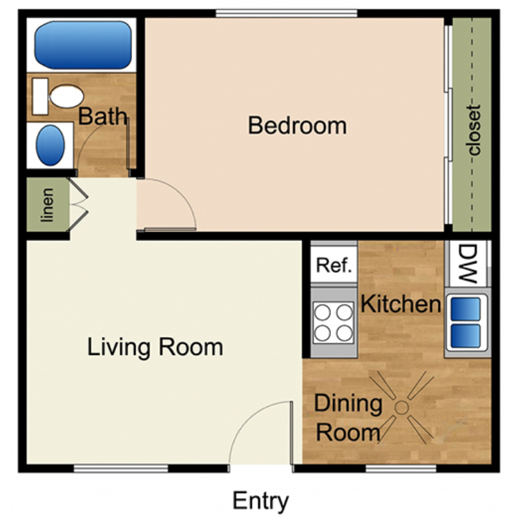 1x1 floor plan
