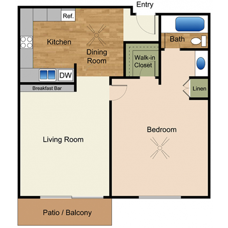 1x1 A floor plan