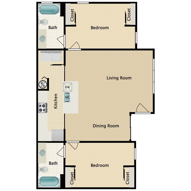 Floor plan image of 2 Bed 2 Bath