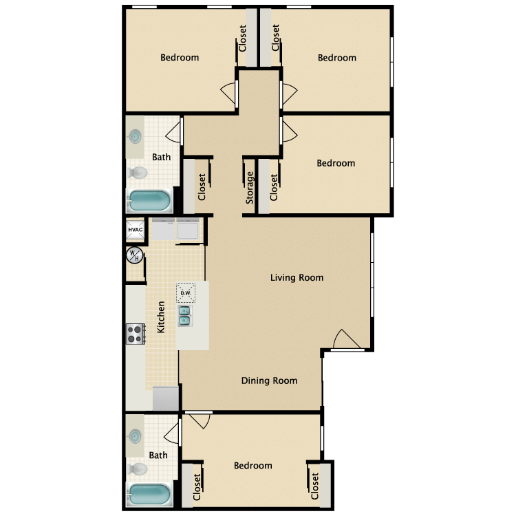 Floor plan image of 4 Bed 2 Bath