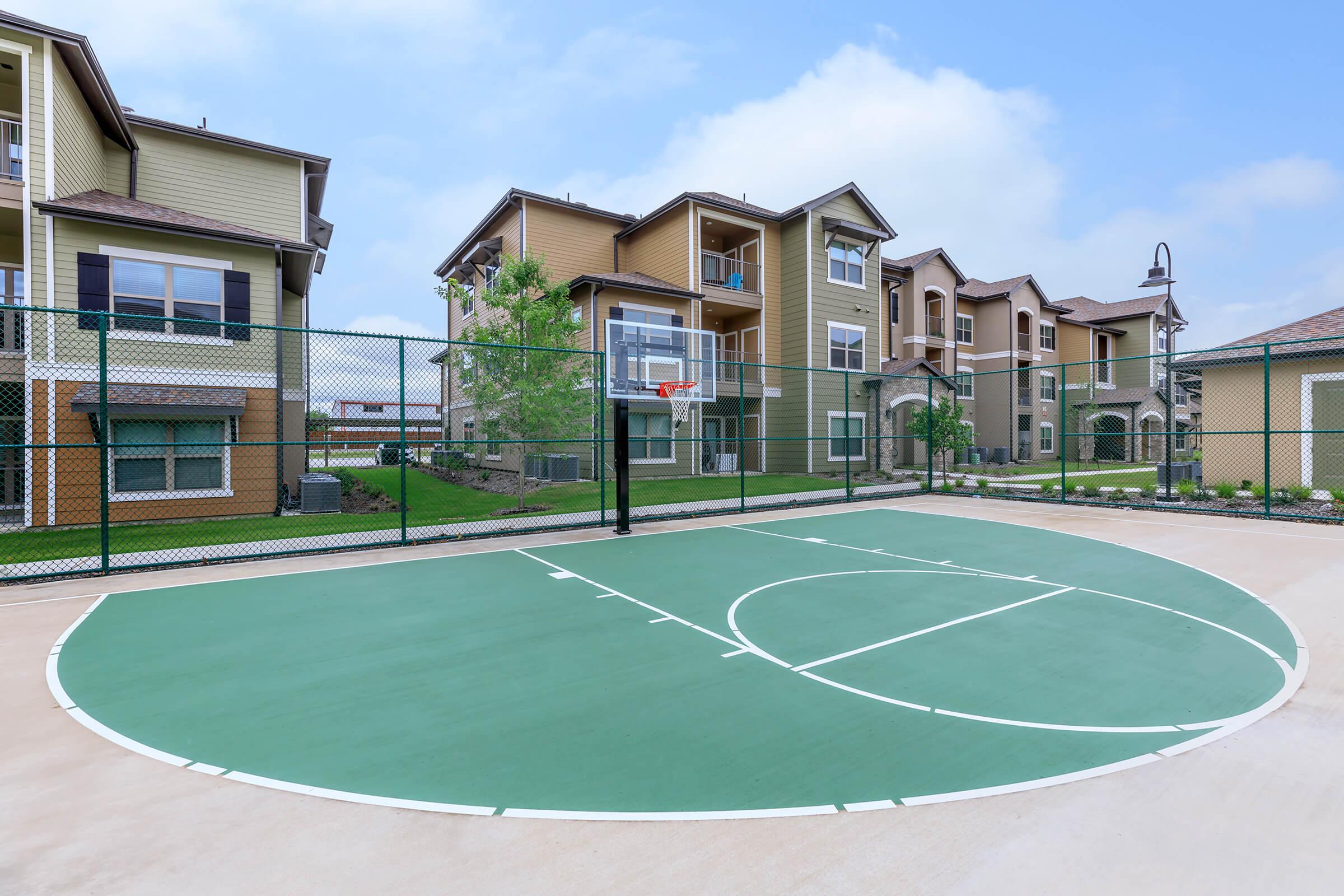 a house on a basketball court