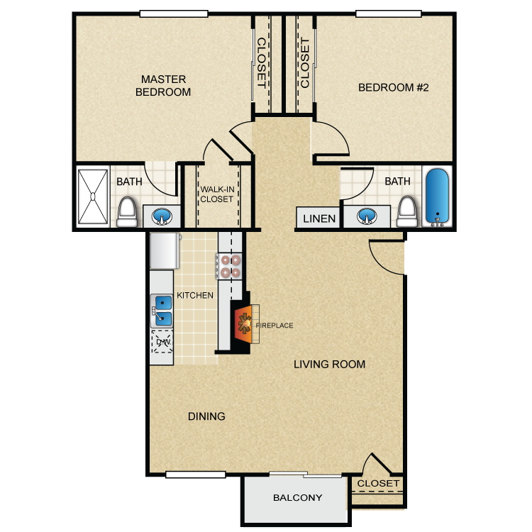 Floor plan image of Two Bedroom C