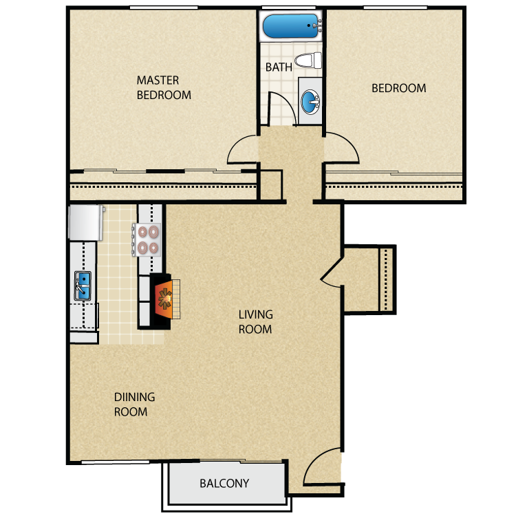 Floor plan image of 2 Bed 1 Bath D