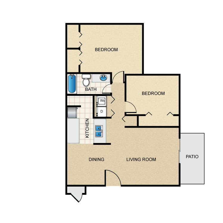 Floor plan image of 2 Bed 1 Bath