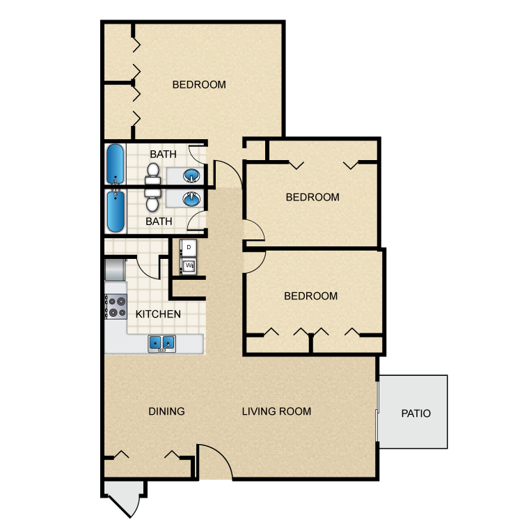 Floor plan image of 3 Bed 2 Bath
