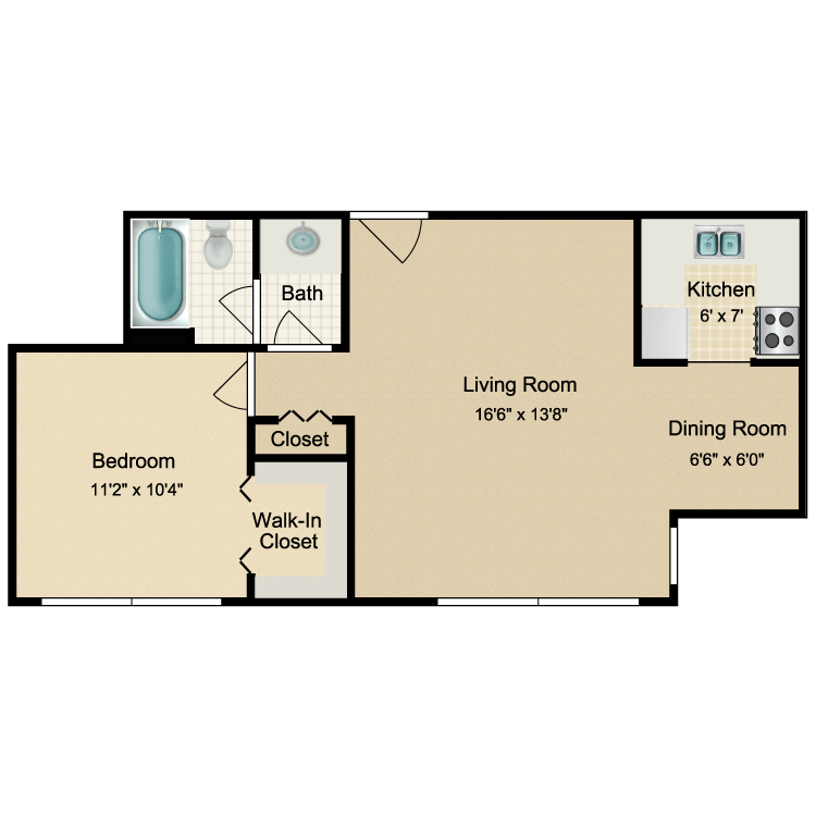 Floor plan image of 1 Bed 1 Bath Flat