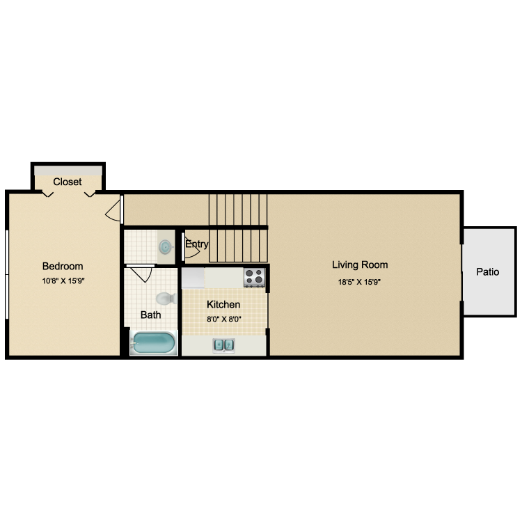 Floor plan image of 1 Bed 1 Bath Lower