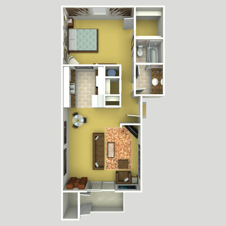 Floor plan image of Jr 1 Bed 1 Bath A1
