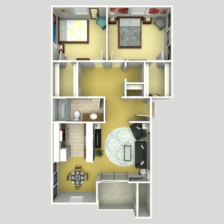 Floor plan image of 2 Bed 1 Bath B1