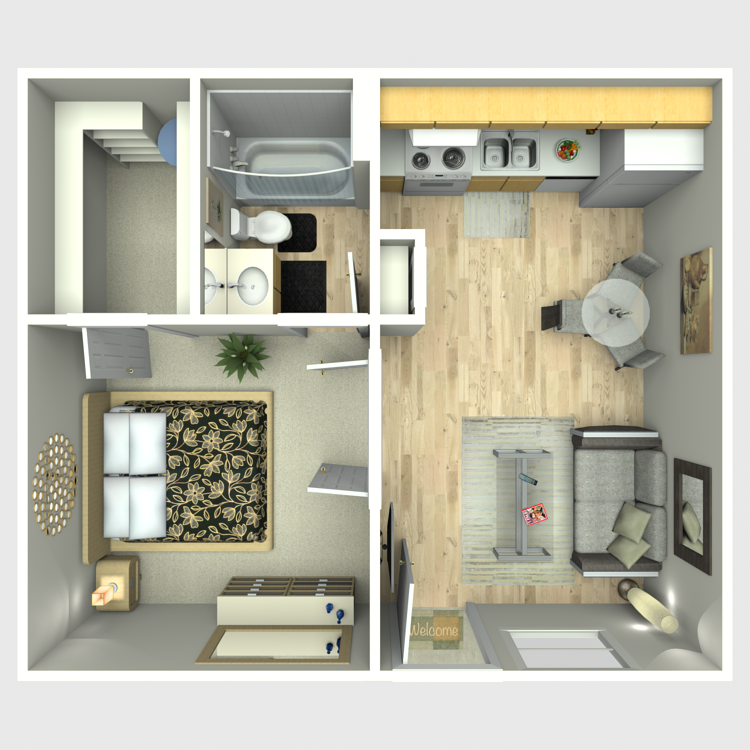 Floor plan image of 1 Bed 1 Bath