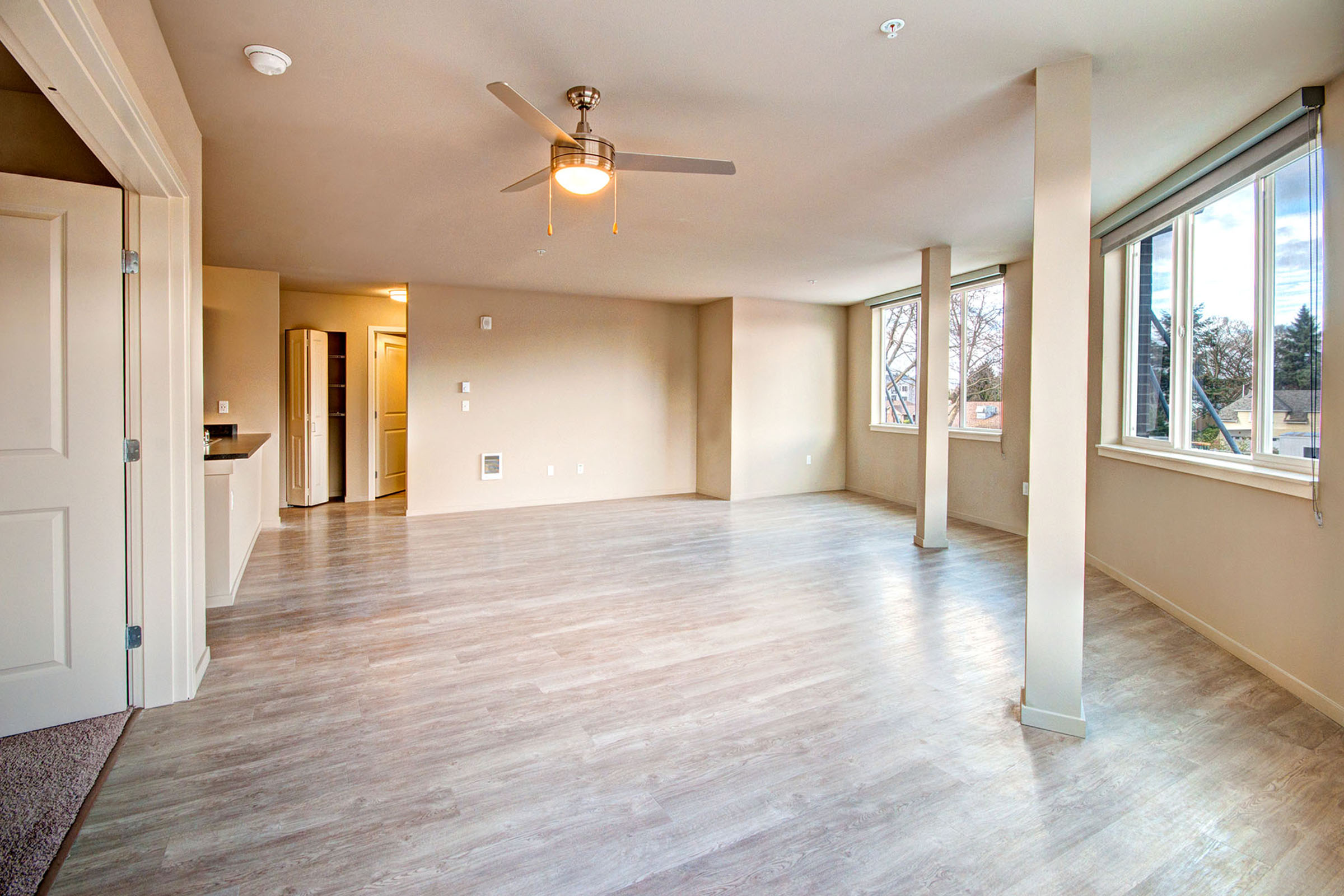 a room with a wood floor