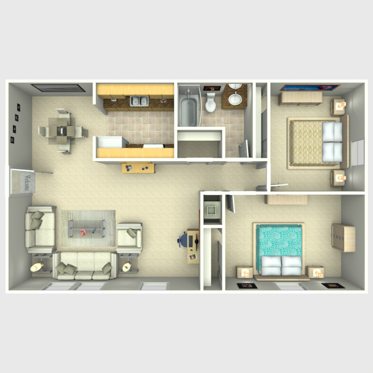 Floor plan image of 2 Bed 1 Bath